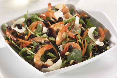 California Rocket Salad with Honey Prawns